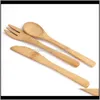 Ensembles de couverts de cuisine, bar à manger, maison, jardin, comparer avec des articles similaires, 3 pièces/ensemble de vaisselle, 16 cm, couverts en bambou naturel, couteau de table