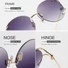 Солнцезащитные очки, модные винтажные круглые женские очки без оправы, дизайнерские, для путешествий, с режущими линзами, большие солнцезащитные очки, женские UV400, Shades5475978