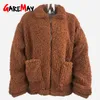 Faux Fur Coat Kvinnor Höst Vinter Varm Mjuk Zipper Jacka Kvinna Plush Overcoat Pocket Casual Teddy Coat 210428