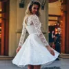 Abiti corti per occasioni speciali per ritorno a casa Custom Made maniche lunghe Fiore Applique Zip Up Aline Abito da sposa in pizzo Robe De Mariage9034434