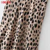 Tangada Women LeopardプリントマキシスカートFaldas Mujerヴィンテージレディースシックスカート1D296 210609