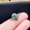 Cluster Rings Heart Green Emerald Gemstone Ring for Women Jewelry 925 Sterling Silver Natural Real Gem Girl Birthday Engagement Gift