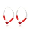 Boho Colorful Polymer Clay Charm Hoop Earrings for Women Fashion Alloy Shell Pendant Korean Jewelry