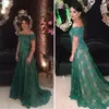 Dark Green Mother Of The Bridal Dresses 2022 Off The Shoulder Lace Applique Sweep Train A Line Formal Wedding Guest Party Gowns Arabic robe de soiree Plus Size AL9754