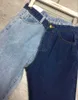 SuperAen Falsi Jeans Patchwork in Due Pezzi a Contrasto di Colore per Donna Pantaloni Harem Capris a Gamba Larga 210922