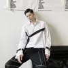 Мужские повседневные рубашки Йоджи темные мужчины повязка повязки полоса шить дизайн бренда с мужчинами Оуэн Япония корейский стиль одежды уличная одежда