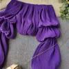 Kvinnor Autumn 2022 Ny Chiffon Fashion Long Pleated Lantern Sleeve Sexiga skjortor Lady Solid Color Blus Short Crop Tops