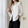 Beyaz Gömlek Kadınlar Gevşek Uzun Kollu Gömlek Ve Bluz Blusas Mujer De Moda Turn-down Yaka Rahat Bayanlar Tops 11248 210528