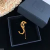 Streep Patroon Pins Design Brief Broches Klassieke Eenvoudige Vergulde Broche Mode-sieraden Accessoires