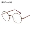 Vintage Unissex estilo retrô redonda moldura de metal lente transparente óculos ópticos óculos de vidro de vidro lisos casuais molduras de gama de sol dos óculos de sol