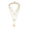 Boho Gold Crescent Herz Anhänger Halskette Für Frauen Multilayer Blatt Stern Kristall Schlüsselbein Ketten Halsband Weiblichen Schmuck Halsketten