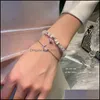 Charm Bracelets Jewelry Bracelet Girl Xia Wei Inlaid With Zircon Star Moon Pendant Cats Eye Stone Beads Double-Layer Chain Minority Design L