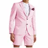 Casual lichtgrijze bruiloft mannen pak met korte broek business terno masculino strand heren zomer bruidegom dragen man pakken 1 herenblazers