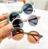 Nuevas gafas de sol para niños, caja redonda de moda, gafas de sol personalizadas a juego con el color del leopardo para niños y niñas, gafas de marea anti-ultravioleta para bebés