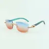 2022 exquisite bouquet diamond sunglasses 3524015 with natural teal wood arms and cut lens 30 thicknesssize 18135 mm2795984