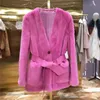 Femmes fourrure Faux vison naturel femmes manteaux 2021 hiver mode vraie veste vêtements d'extérieur pour femmes rose