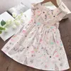 Meisjes casual jurken 2021 nieuwe zomer kids cartoon patroon print kostuum mouwloze kinderen elegante kleding vestidos 3-8Y G1026