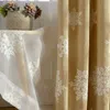 カーテンドレープ黄色の綿とリネンクリスマスの雪の吹雪ホワイトEdelweiss刺繍窓ベッドルーム＃vt