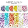 Nail Glitter Mixed Size Flakes 3D Sequins Paillette Powder Charm Art Manicure Tools DIY Chrome Pigment Dust Decoration Prud22