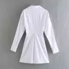 Fashion White Shirt Dress Women Sexy V-neck Big Bow Chic Mini Long Sleeve Female Party Clothes 210421