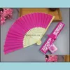 Favor Event Festive Party Supplies Home & Garden 50Pcs Lot Wedding Favors Bridal Shower Souvenir Personalized Silk Hand Fans With Laser Cut