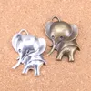 21pcs Antique Silver Bronze Plated big ears elephant Charms Pendant DIY Necklace Bracelet Bangle Findings 37*31mm