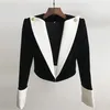 HIGH STREET est élégant veste de créateur femmes boutons de lion bloc de couleur Patchwork velours court Blazer 211006