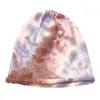 BERETS 2021 Vinterhattar för kvinnor Beanies Tie-Dyed Cotton Pullover Cap Cool Hat Girls Autumn Female Beanie Warm Bonnet Wholesale