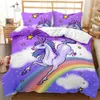 Kawaii Unicorn Girls Pink Luxury Bed Linen King Twin Filtar Full Size Bedding Set Kids9823131