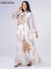 Siskakia Sequins Embroidered Abaya Dress For Women Moroccan Kaftan Turkey Arabic Jalabiya White Islamic Ethnic Robe Eid 210806