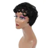 Pixie Cut Wigs İnsan Saç Kıvırcık Afro Afro -Amerikan perukları Kısa Dalga Makinesi Siyah Kadınlar İçin Yapım 4775226