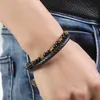 Nya produkter Marknadsmycken Fashion Mixed Color Volcanic Stone Armband Real Cow Leather Hand Woven Mens Armband