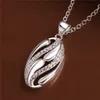 Mulheres esterlinas de prata esterlina hollow oval zircão pingente colares gssn620 moda adorável 925 prata placa de jóias colar
