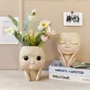 Vases filles visage tête fleur planteur plante succulente conteneur Pot Pot de fleurs Figure jardin décor nordique table ornement