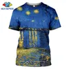 SONSPEE T-shirt Van Gogh 3D Stampa Uomo Donna Casual Moda Hip Hop Vintage Manica corta Streetwear Notte stellata Magliette Top Camicia G1222