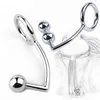 Gay Butt Plug Stainless Steel Metal Anal Hook With Ball Penis Ring For Male Anal Plug Dilator Penis Chastity Lock Cock Ring Y1029