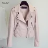 Spring Motorcycle PU lederen jas Damesmode Biker Coat Zipper Street Bovenkleding 210430