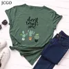 JCGO Summer Cotton Women T Shirt 5XL Plus Size Kaktus Nie dotykaj mnie Krótki rękaw Woman Tees Top Casual O-Neck Kobiet Tshirts 210720
