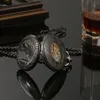 Pure Pearl Black Steampunk Retro Machinery FOB Titta på ihålig halsbandsrörelse Fickur med kedja män kvinnor klocka gåvor261h