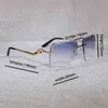 Designer Solglasögon Leopard Style Diamond Cutting Rimless Solglasögon Män överdimensionerade fyrkantiga glasögon Meta -ram för kvinnor utomhus S282G