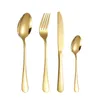 Gold Stainless Flatware Cutlery Spoon Knife Fork Wed Dinnerware Tableware Dishwasher Safe