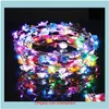 Autres Aessoriesclignotant Led Bandeaux Cordes Glow Fleur Couronne Bandeaux Light Party Rave Floral Cheveux Guirlande Guirlande Lumineuse Mode Aesso