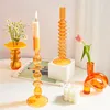 Handmade European Vintage Glass Candlestick Romantic Dinner Decoration For Home Wedding Candle Holder Rod Wax Candelabrum Gift