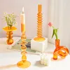 Handmade European Vintage Glass Candlestick Romantic Dinner Decoration For Home Wedding Candle Holder Rod Wax Candelabrum Gift