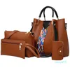 Bolsas de ombro bolsas moda para mulheres elegantes 4 pcs impressão padrão retro bolsas bolsas e