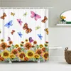 Rideaux de douche belle fleur papillon petit rideau frais imperméable salle de bain décoration maison