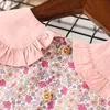 Sommar tjej blommig prinsessa klänning baby casual klänningar barn europa stil kläder barn bomull docka krage vestidos 2-6y 210615