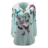 Blouses Femmes Chemises Femmes Papillon Imprimer Chemise À Manches Longues Col En V Boutons Femmes Hauts Et Élégant Chemisier Vintage Blusas De Mujer Y Cam