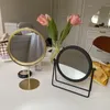 Spiegels Cutelife Nordic Ins Gold Metal Round Spiegel Retro Slaapkamer Dressing Home Decoratieve tafel staande scheermake-up