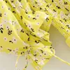 Casual kvinna gul stretchig blomma mini klänning sommar mode damer strand klänningar kvinnlig söt a-line print 210515